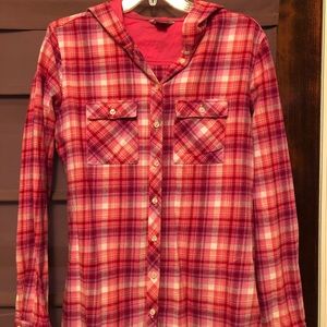 Eddie Bauer Girls Youth Large Flannel with Hoodie